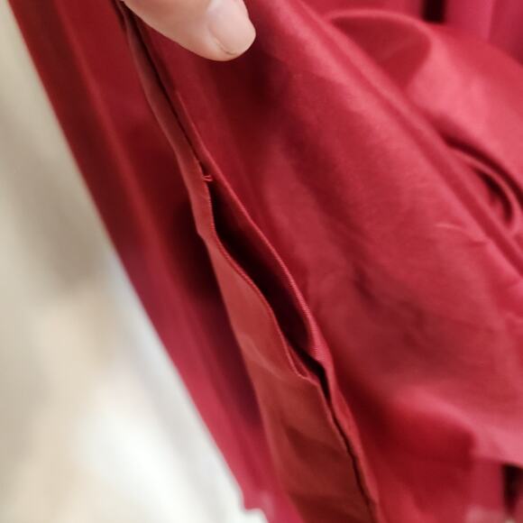 UNKNOWN Garnet Red High Low Corset Lace Sheer Prom Wedding Womens 22 FLAWED - Picture 5 of 12